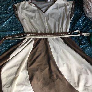 Cream and Taupe vintage tea dress 20